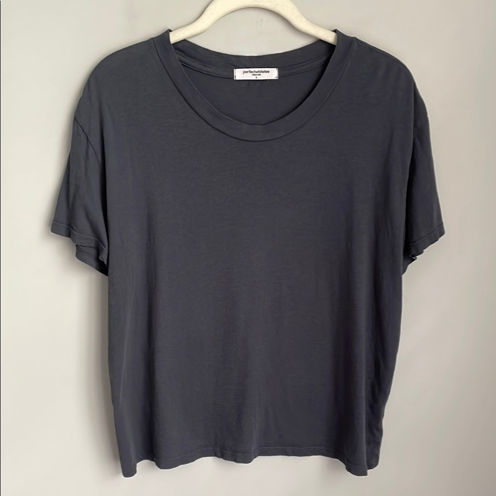 perfectwhitetee Relaxed Short Sleeve Tee in Charcoal Gray